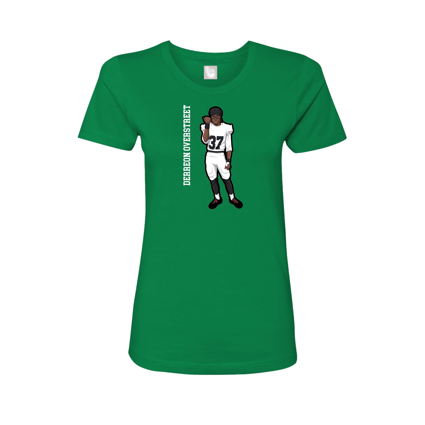 Fitted Women's Tee — Name Vertical in Green