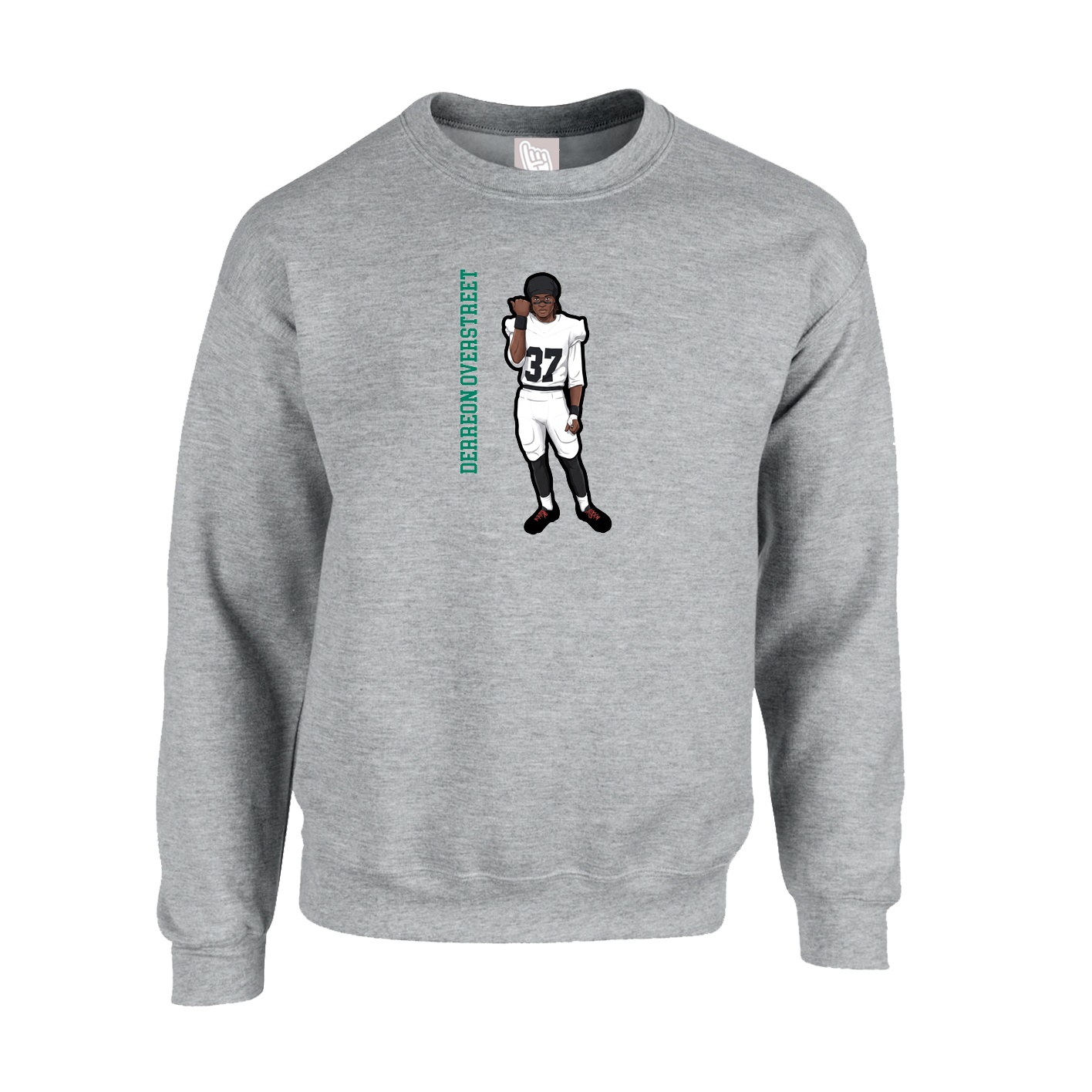 Fleece Crew — Name Vertical in Grey