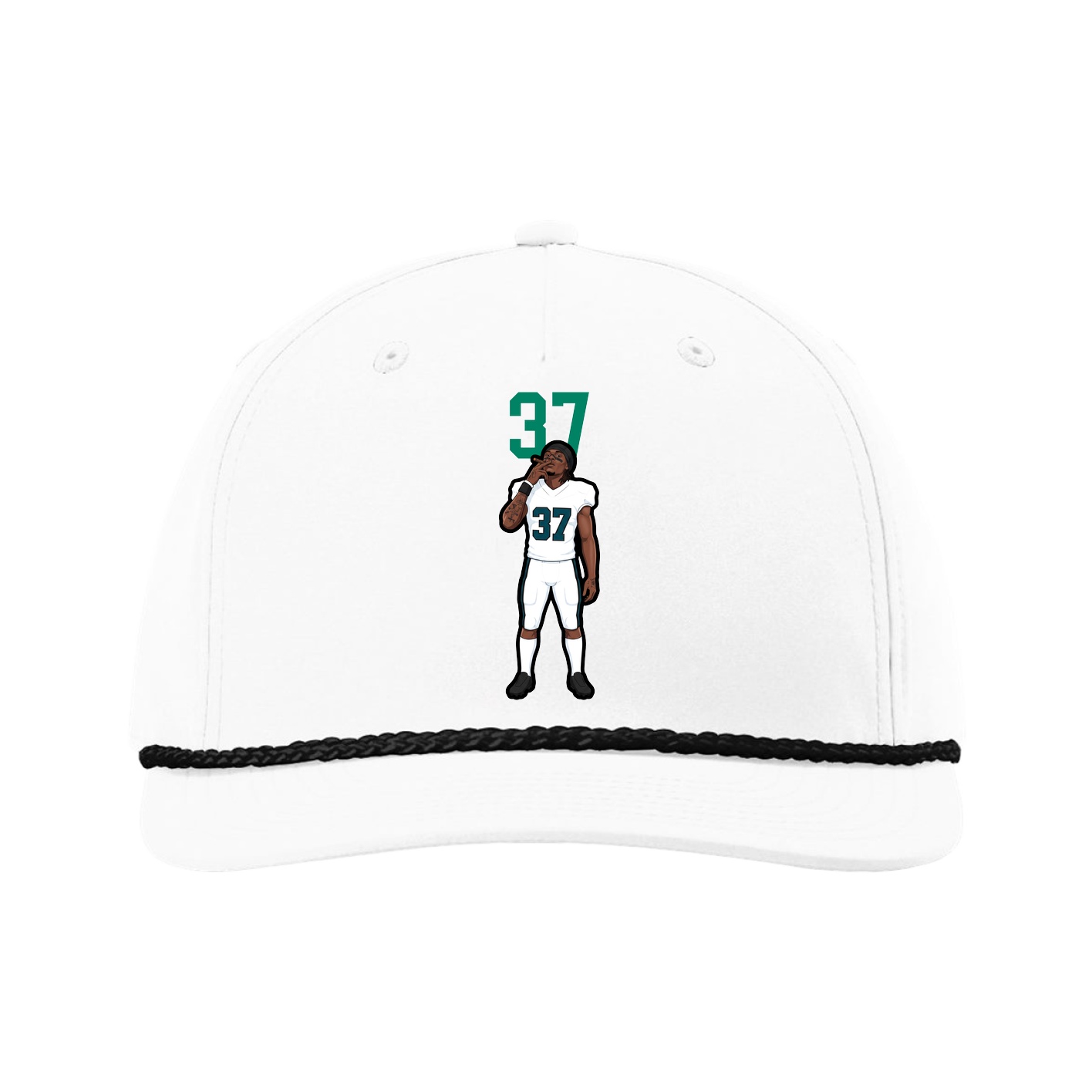 Five-Panel Classic Rope Cap — Number Top in White
