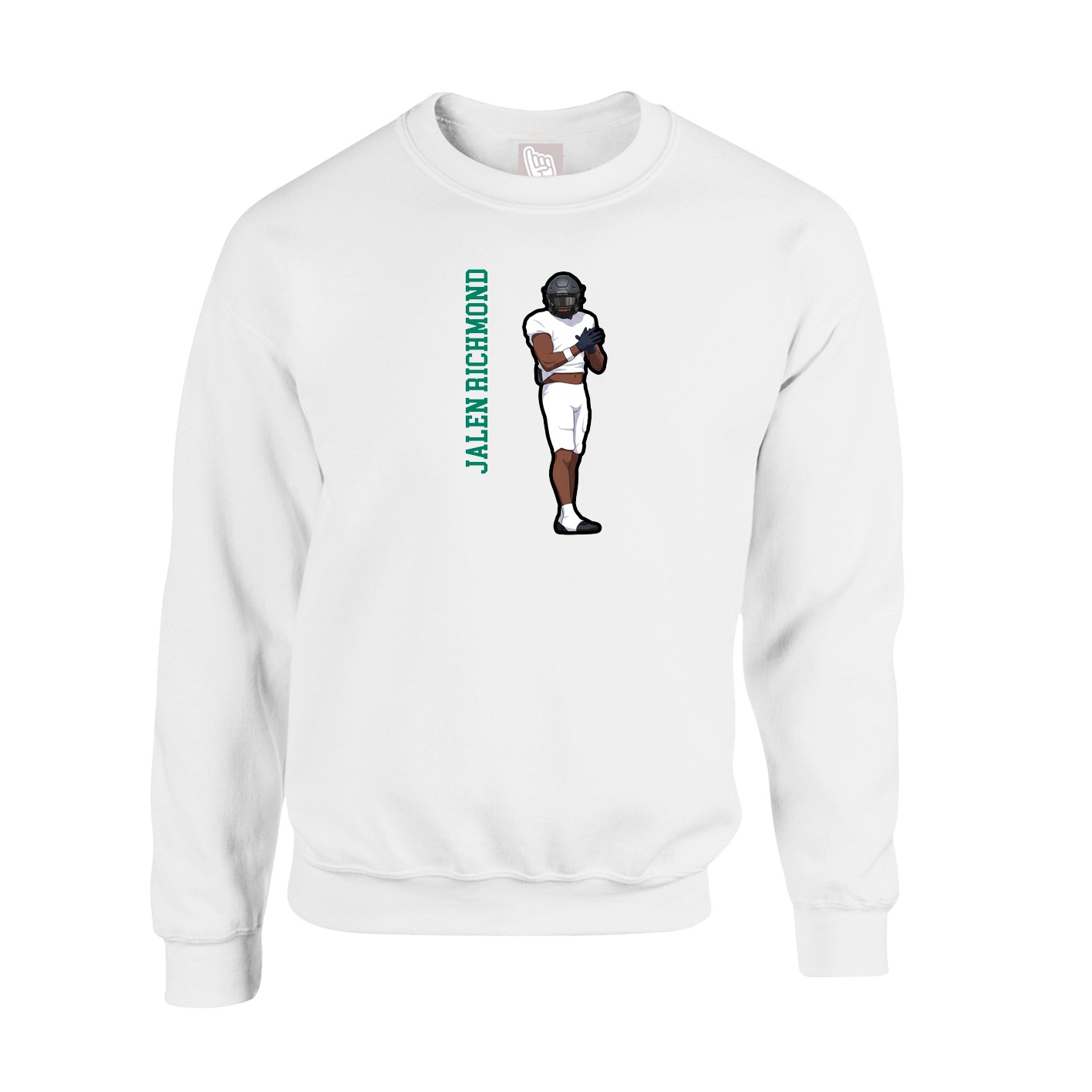 Fleece Crew — Name Vertical in White