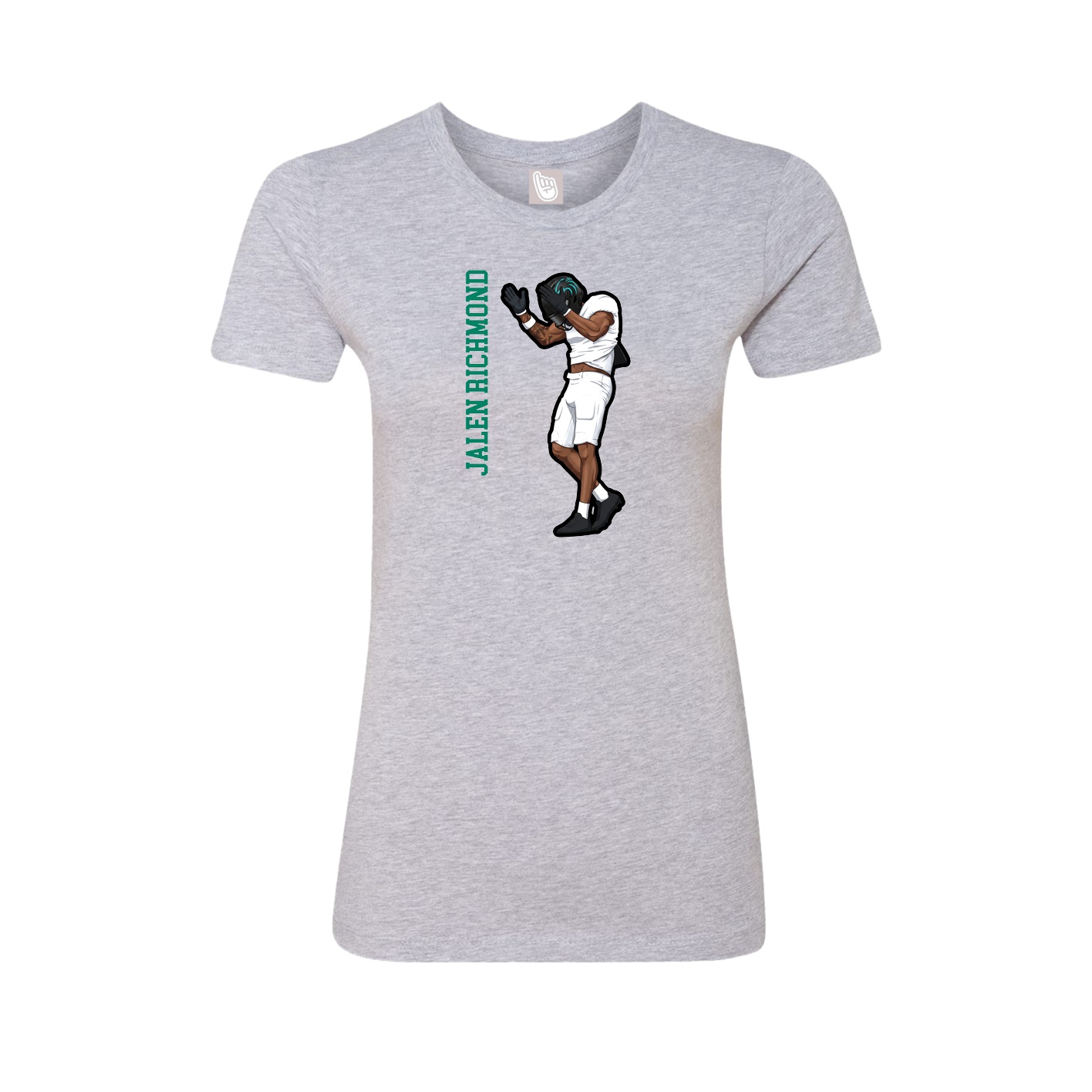 Fitted Women's Tee — Name Vertical in Grey