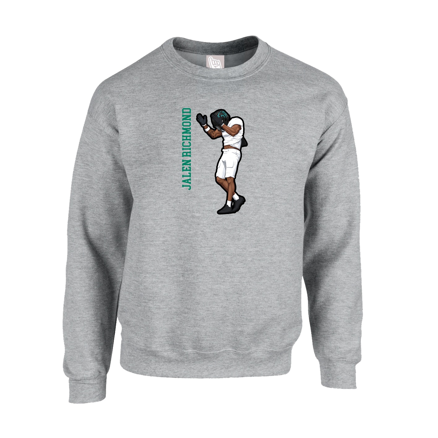 Fleece Crew — Name Vertical in Grey