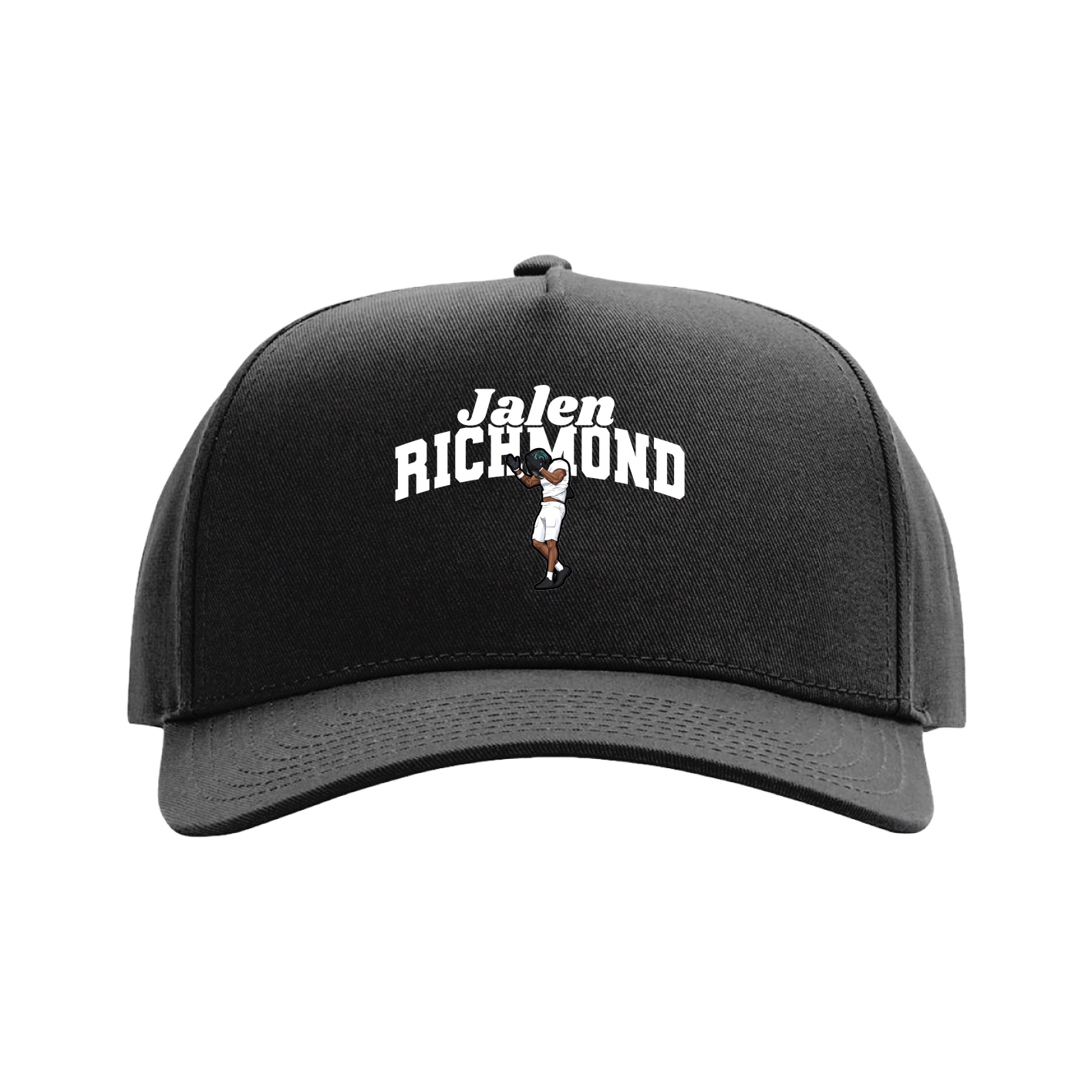 Full Fabric Five-Panel Champ Cap — Signature Arch in Black