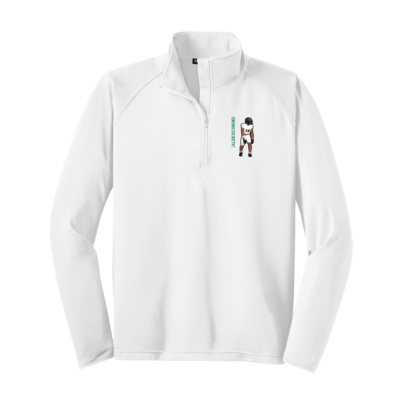 Q-Zip Pullover — Name Vertical in White
