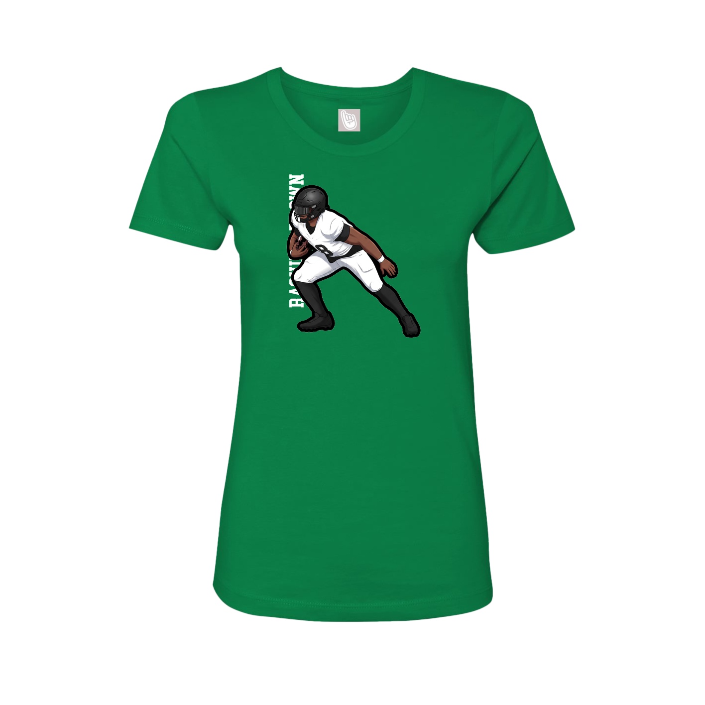 Fitted Women's Tee — Name Vertical in Green