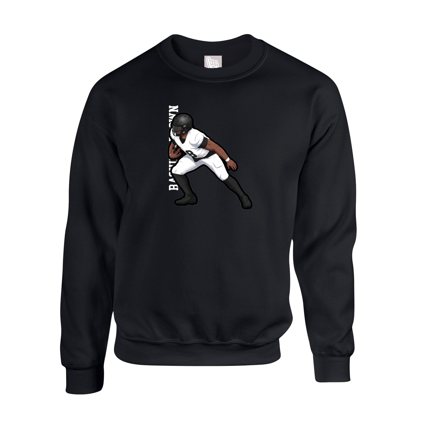 Fleece Crew — Name Vertical in Black