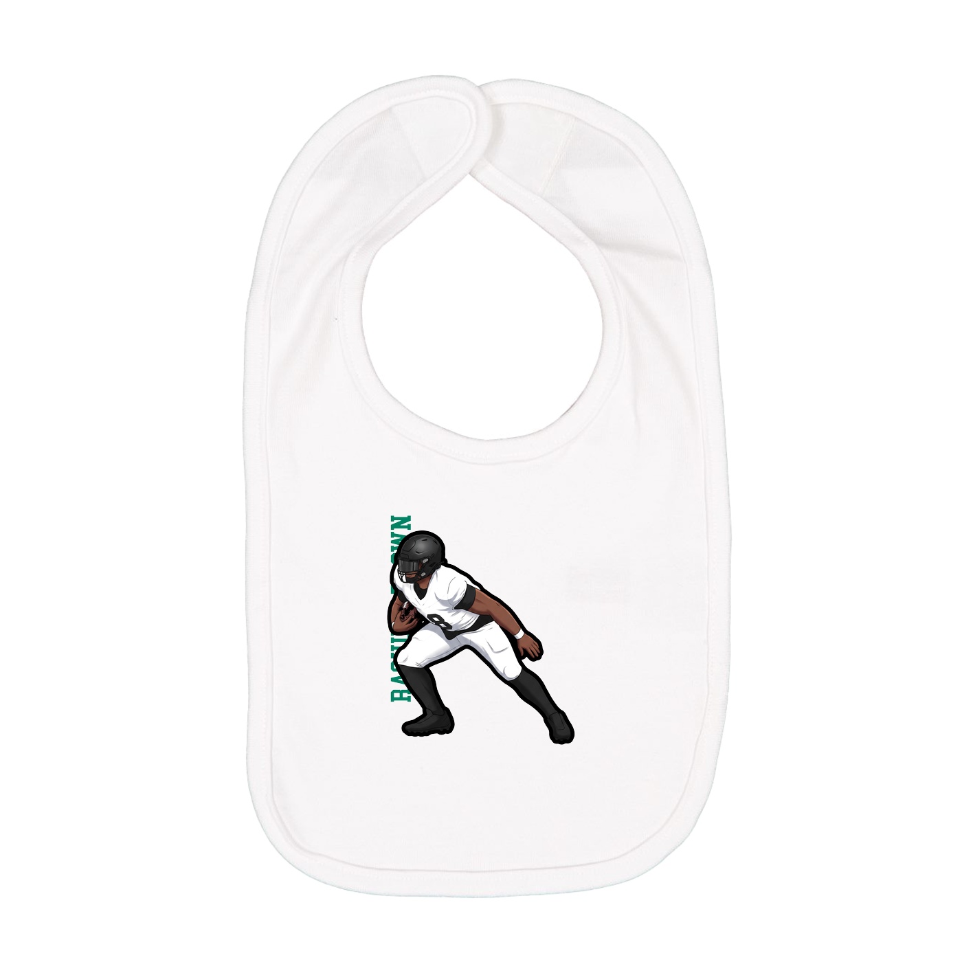 Infant Bib — Name Vertical in White