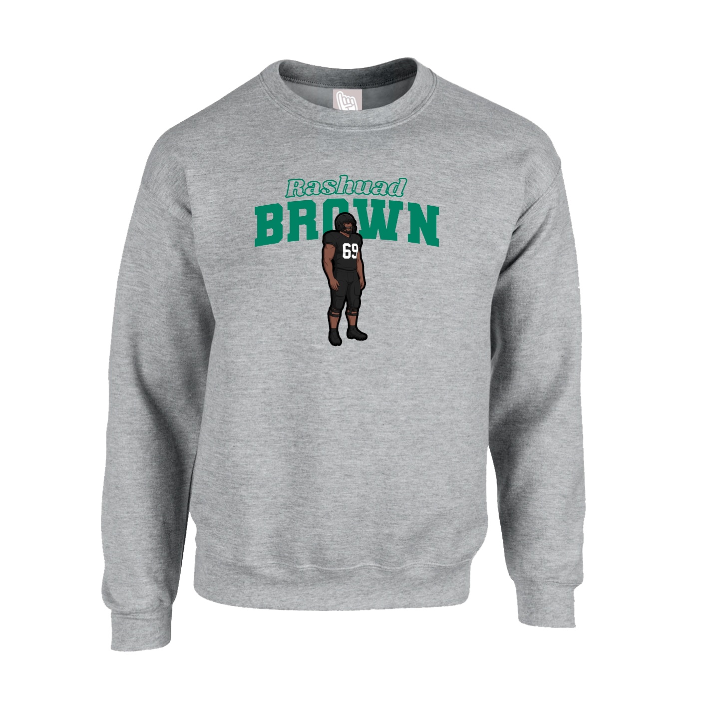 Fleece Crew — Name Arch in Grey