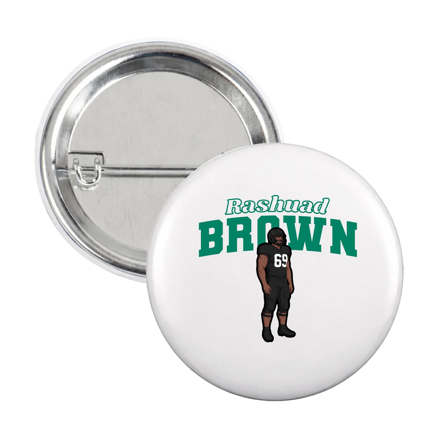 Game Day Button — Name Arch in White