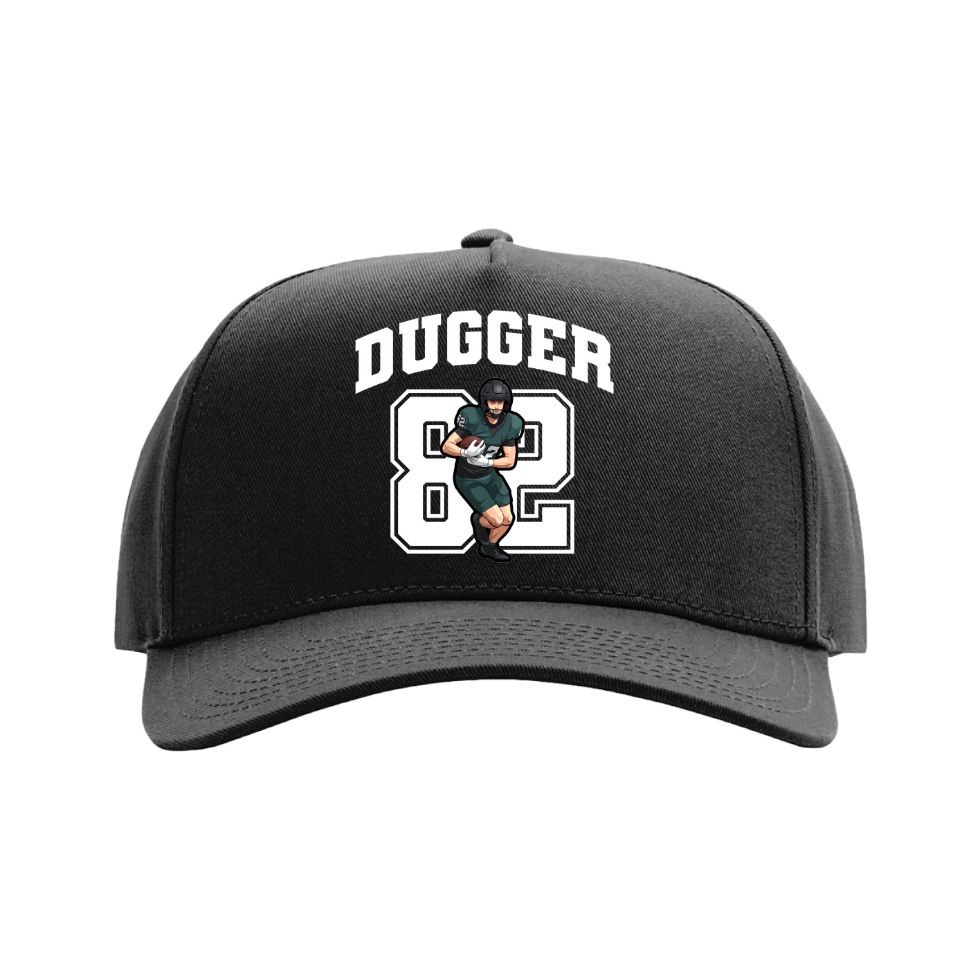Full Fabric Five-Panel Champ Cap — Number in Black