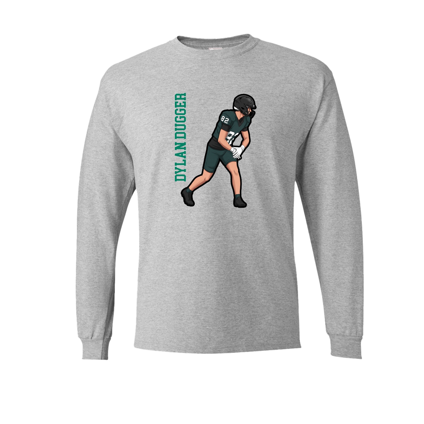Long Sleeve Tee — Name Vertical in Grey