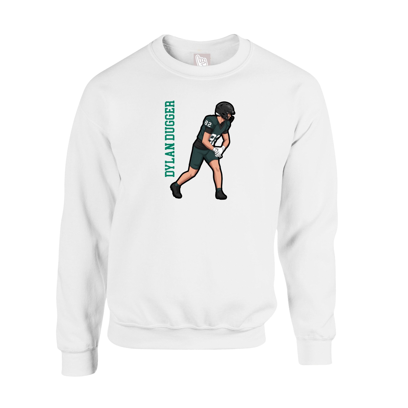 Fleece Crew — Name Vertical in White