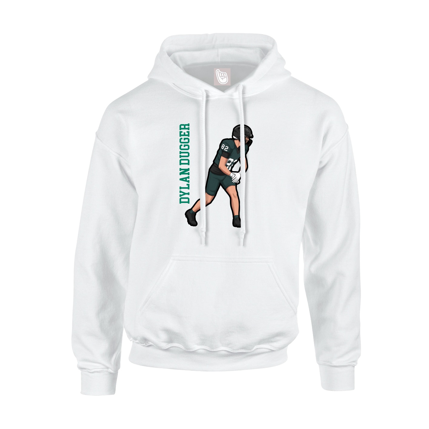 Youth Hoodie — Name Vertical in White