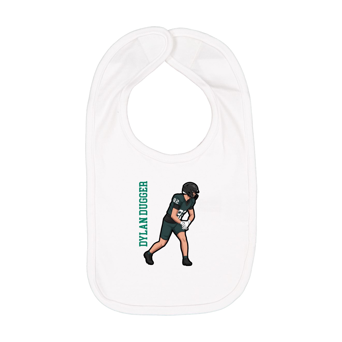 Infant Bib — Name Vertical in White