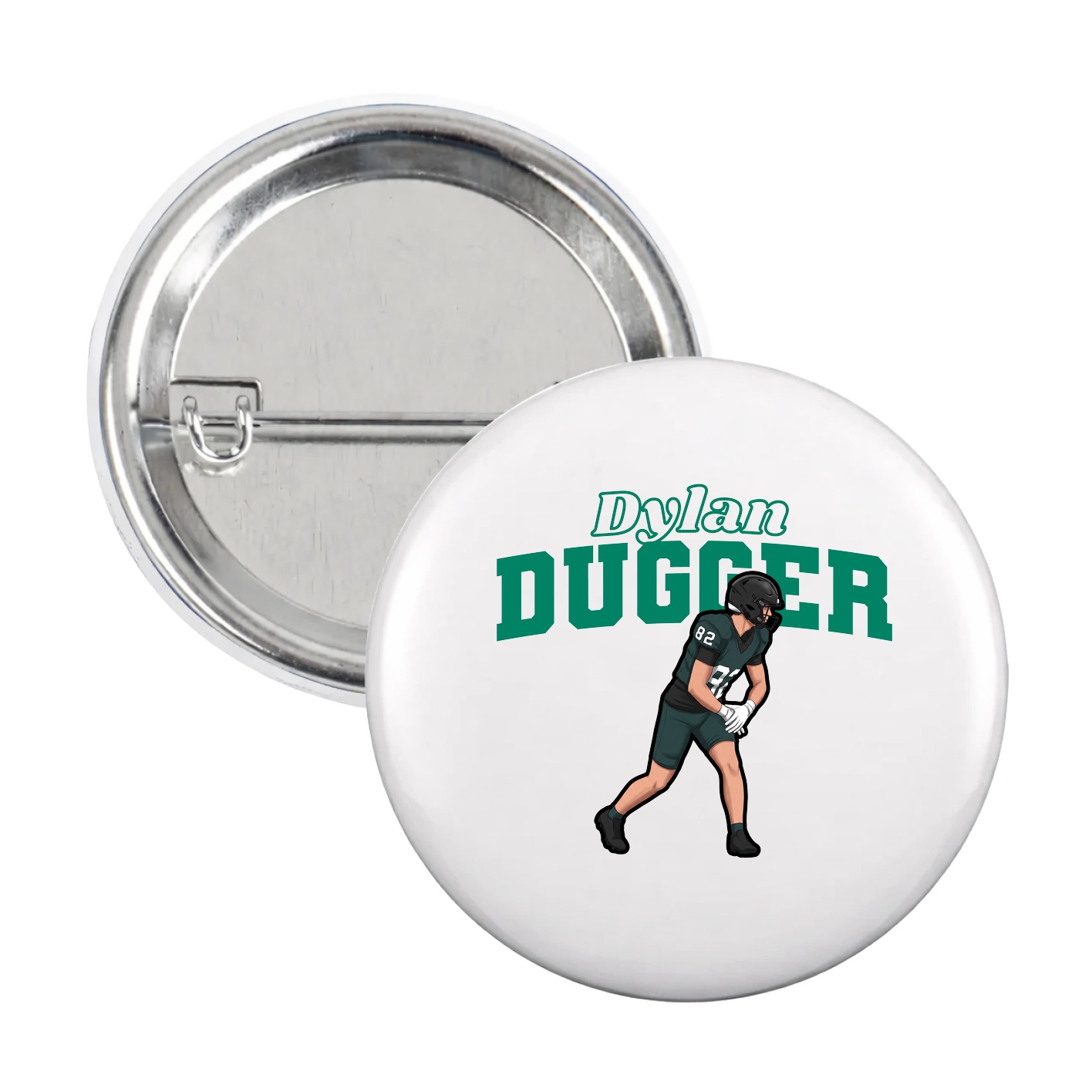 Game Day Button — Name Arch in White