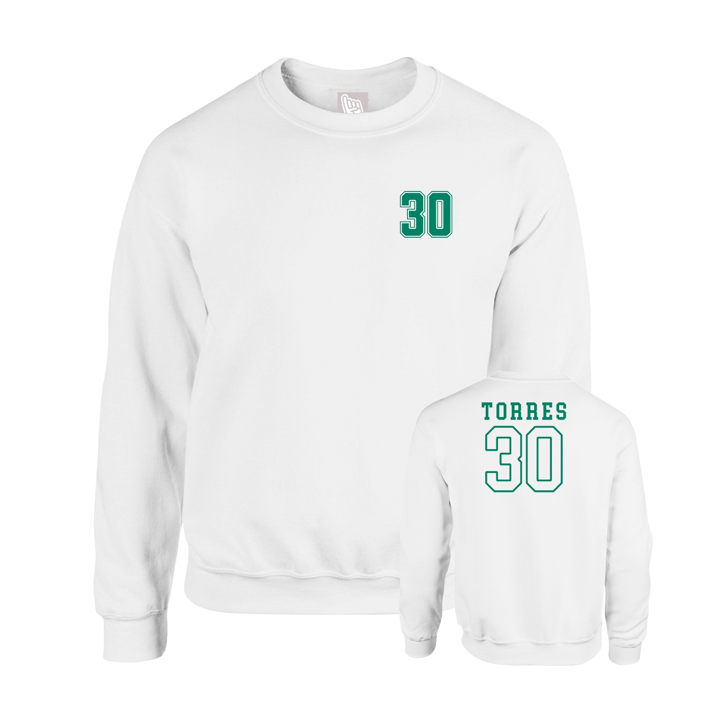 Fleece Crew — Chest Back in White
