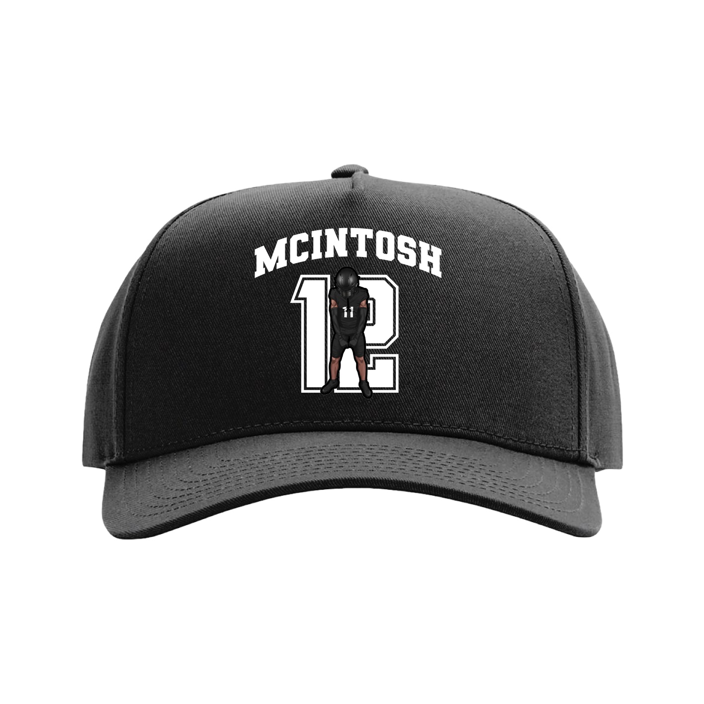 Full Fabric Five-Panel Champ Cap — Number in Black