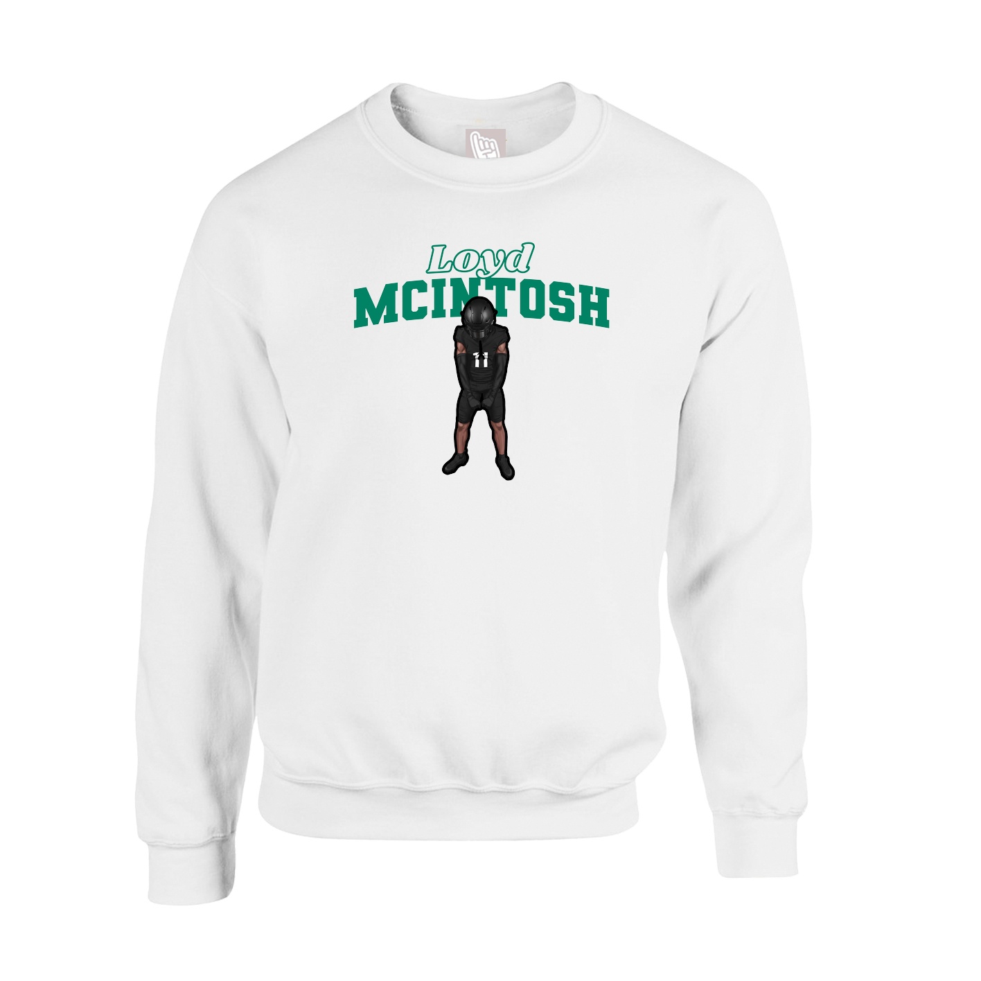 Fleece Crew — Name Arch in White