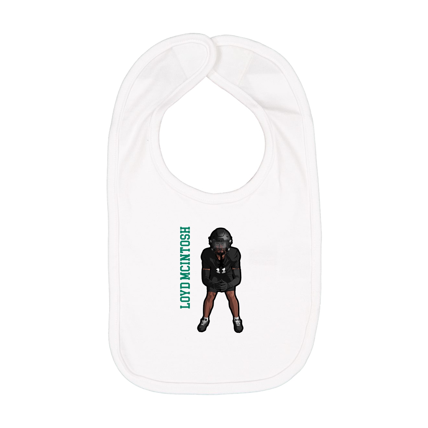 Infant Bib — Name Vertical in White
