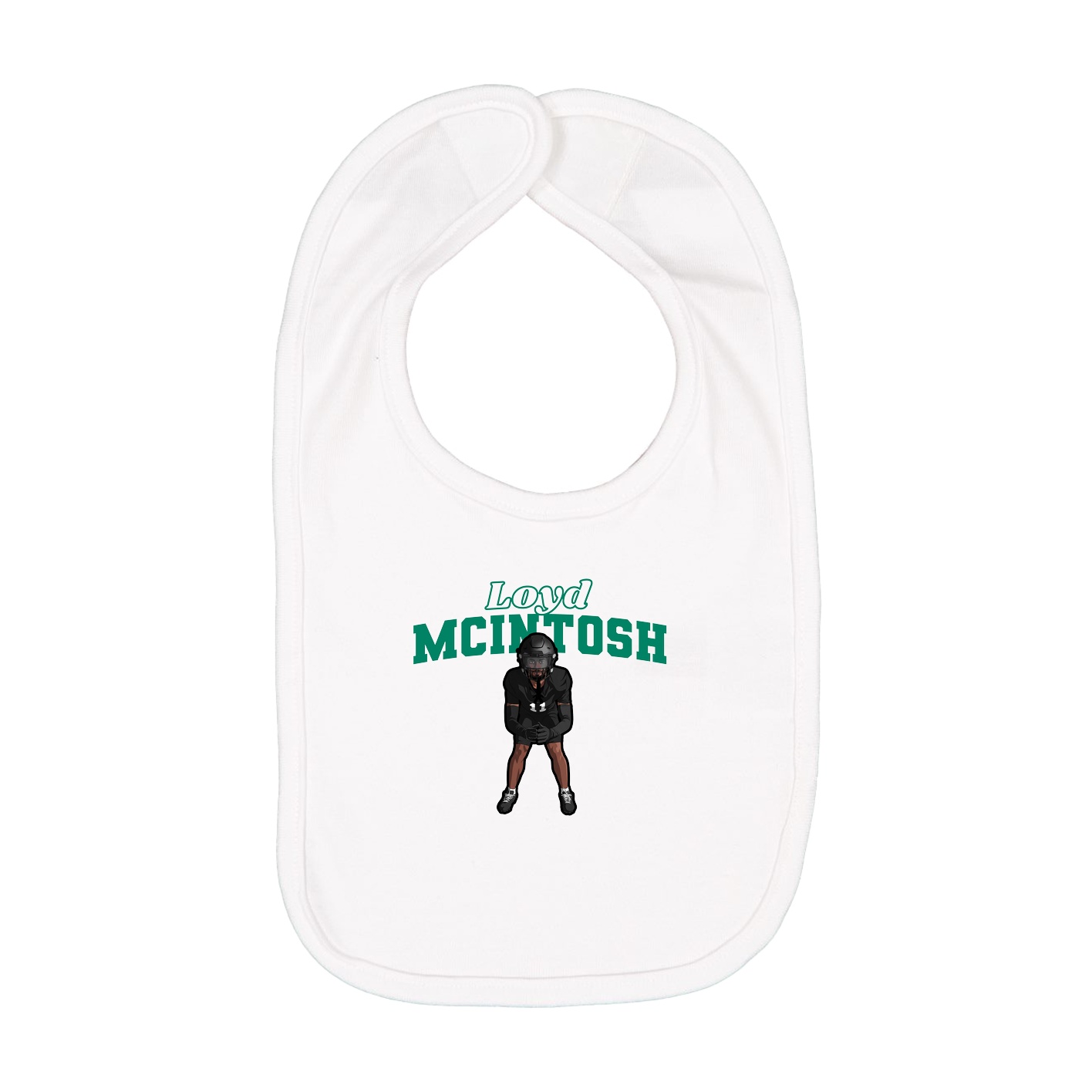 Infant Bib — Name Arch in White