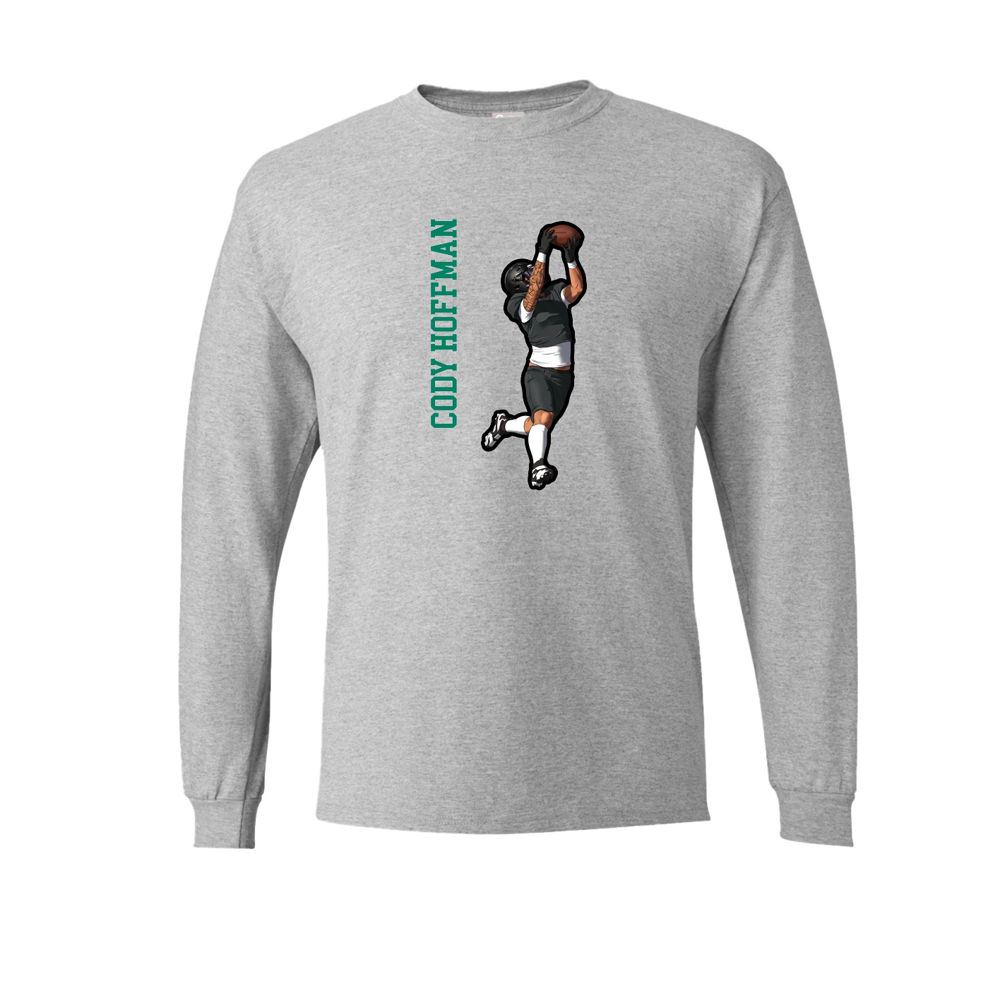 Long Sleeve Tee — Name Vertical in Grey