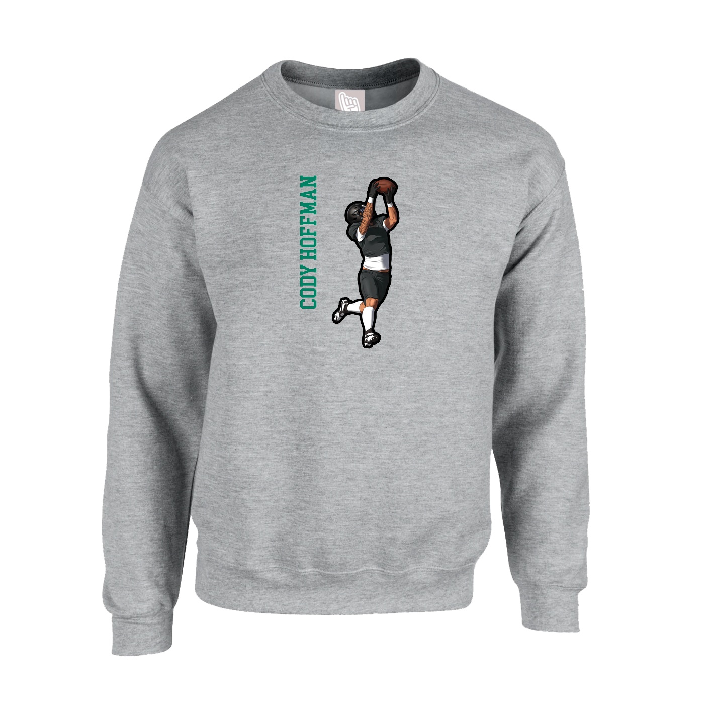Fleece Crew — Name Vertical in Grey
