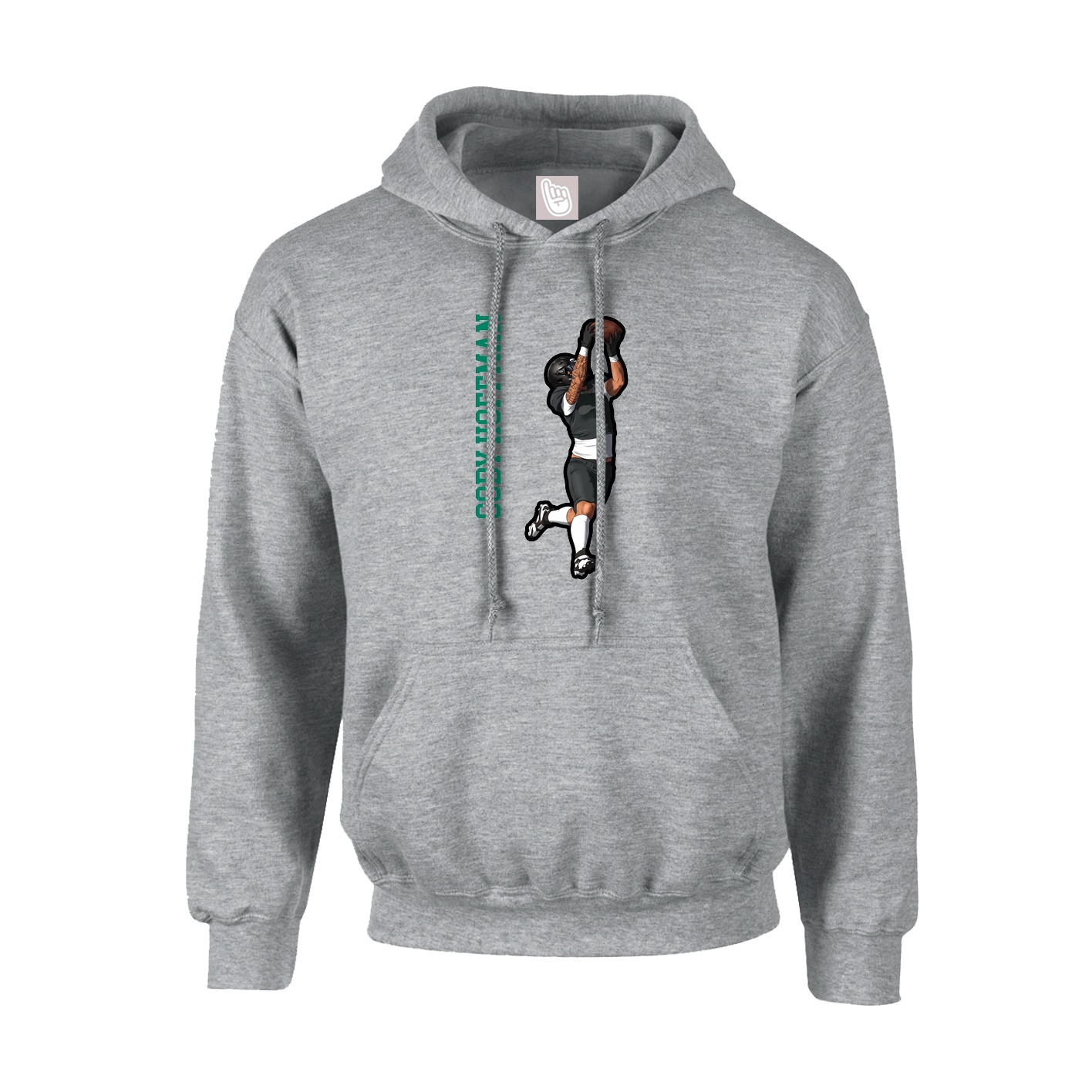 Youth Hoodie — Name Vertical in Grey