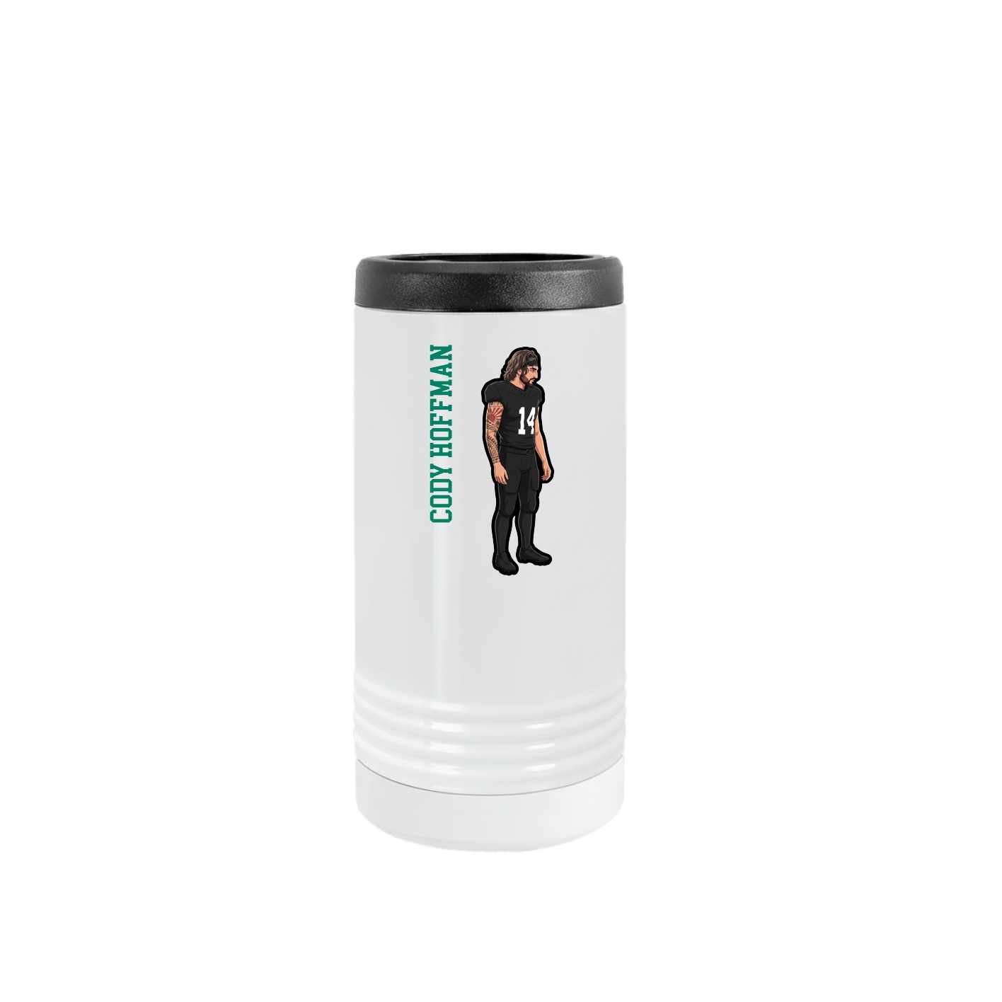 Slim Beverage Holder — Name Vertical in White