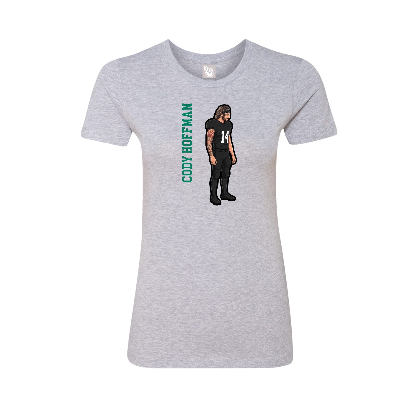 Fitted Women's Tee — Name Vertical in Grey