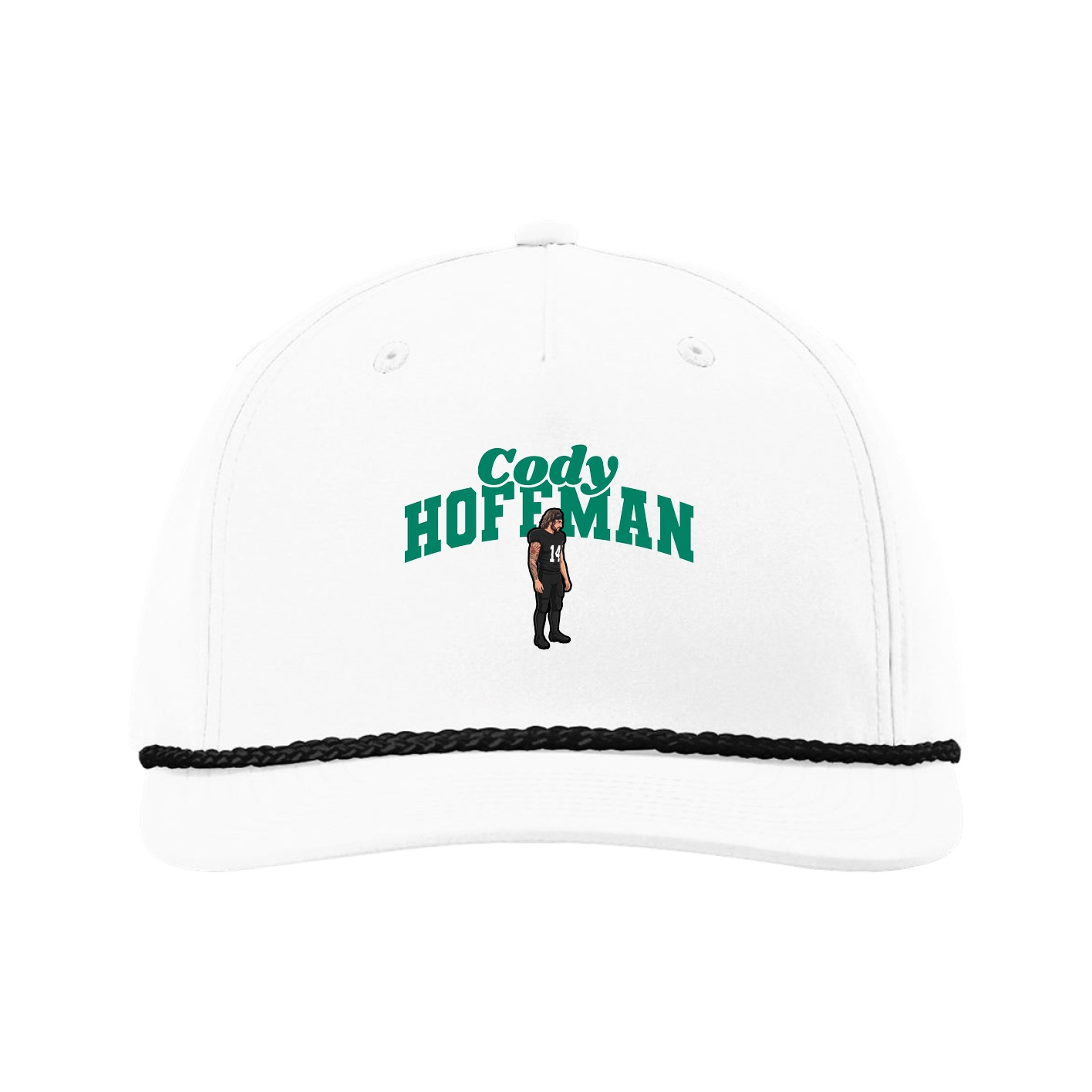Five-Panel Classic Rope Cap — Signature Arch in White