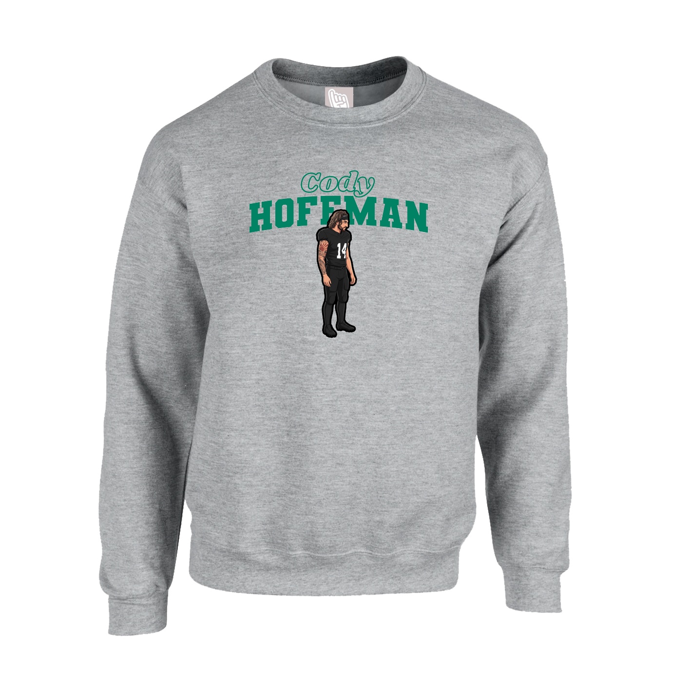 Fleece Crew — Name Arch in Grey