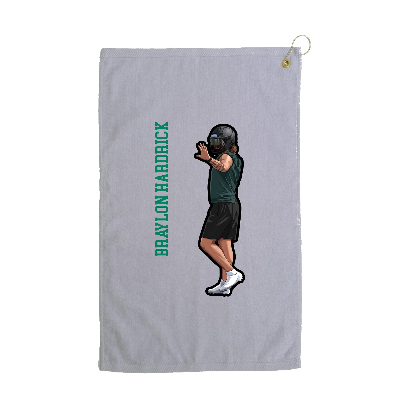 Golf Towel — Name Vertical in Grey