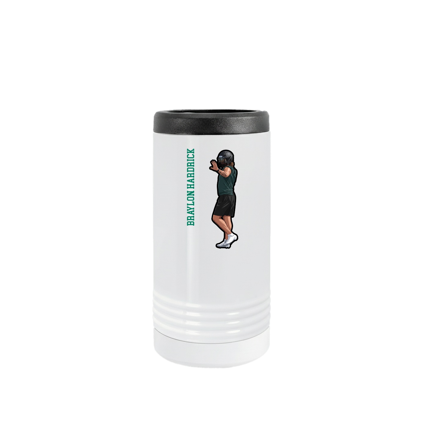 Slim Beverage Holder — Name Vertical in White