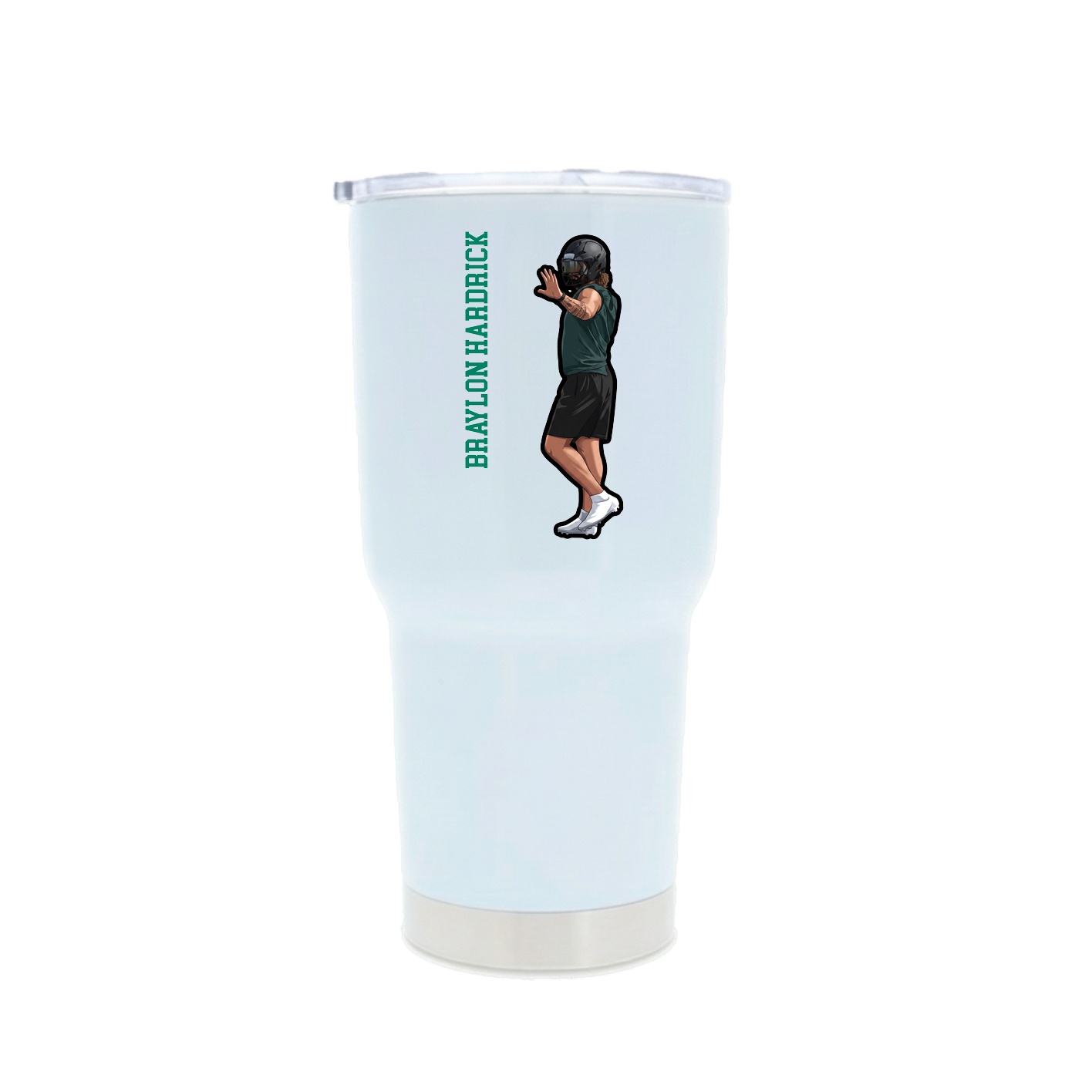 30oz Stainless Steel Tumbler — Name Vertical in White