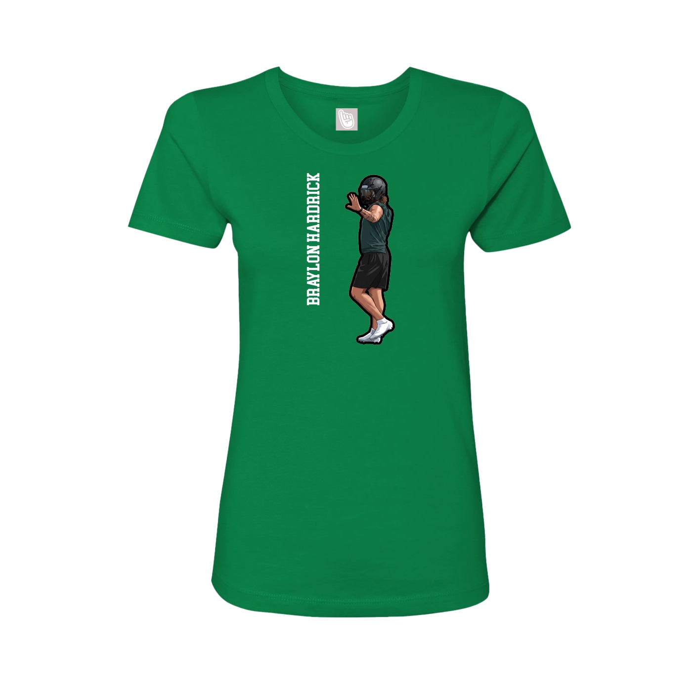 Fitted Women's Tee — Name Vertical in Green