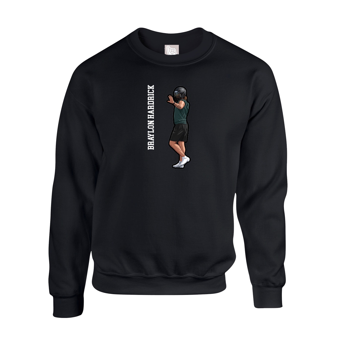 Fleece Crew — Name Vertical in Black