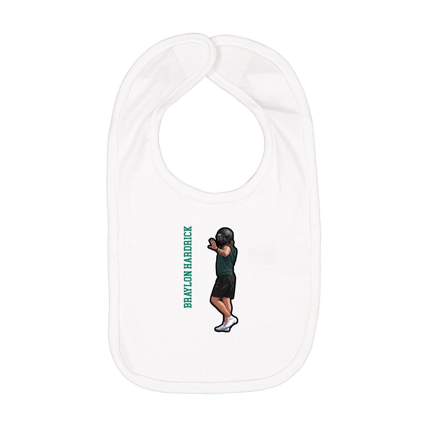 Infant Bib — Name Vertical in White