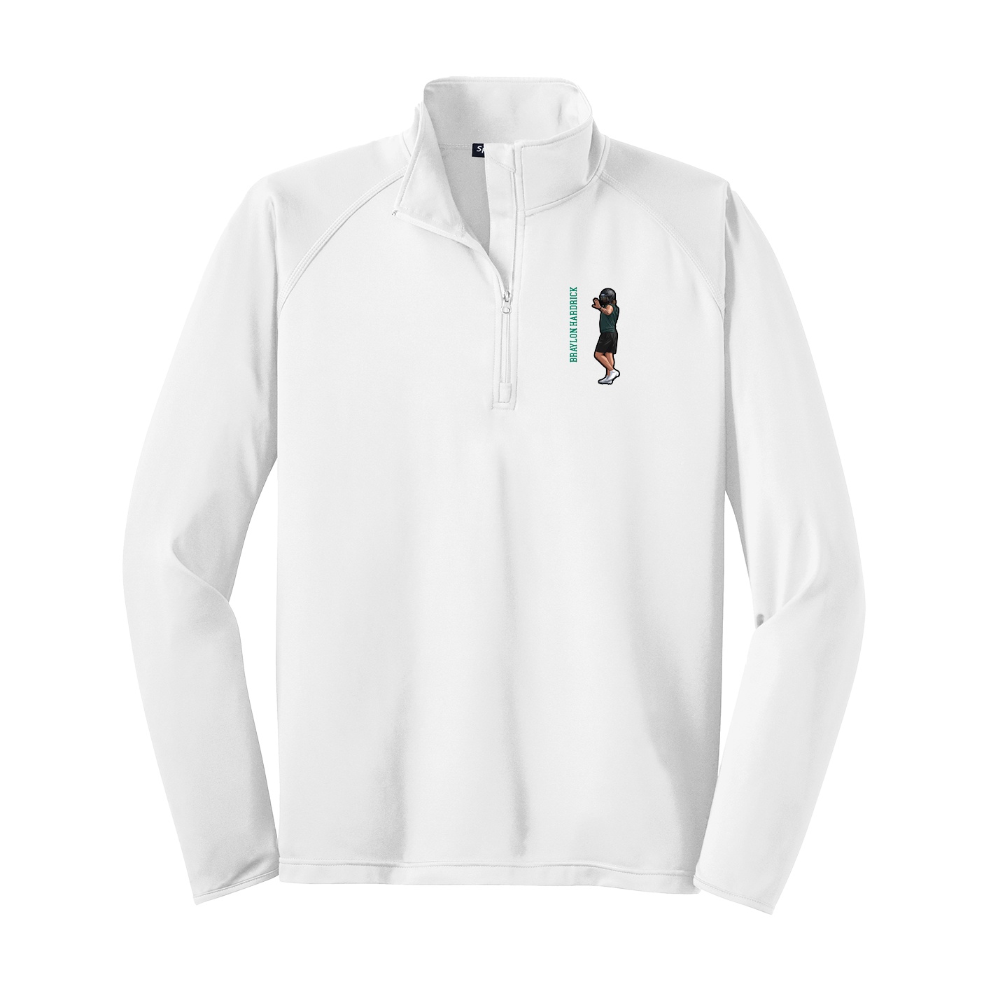 Q-Zip Pullover — Name Vertical in White