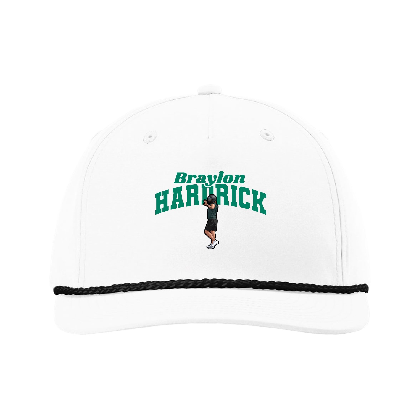 Five-Panel Classic Rope Cap — Signature Arch in White