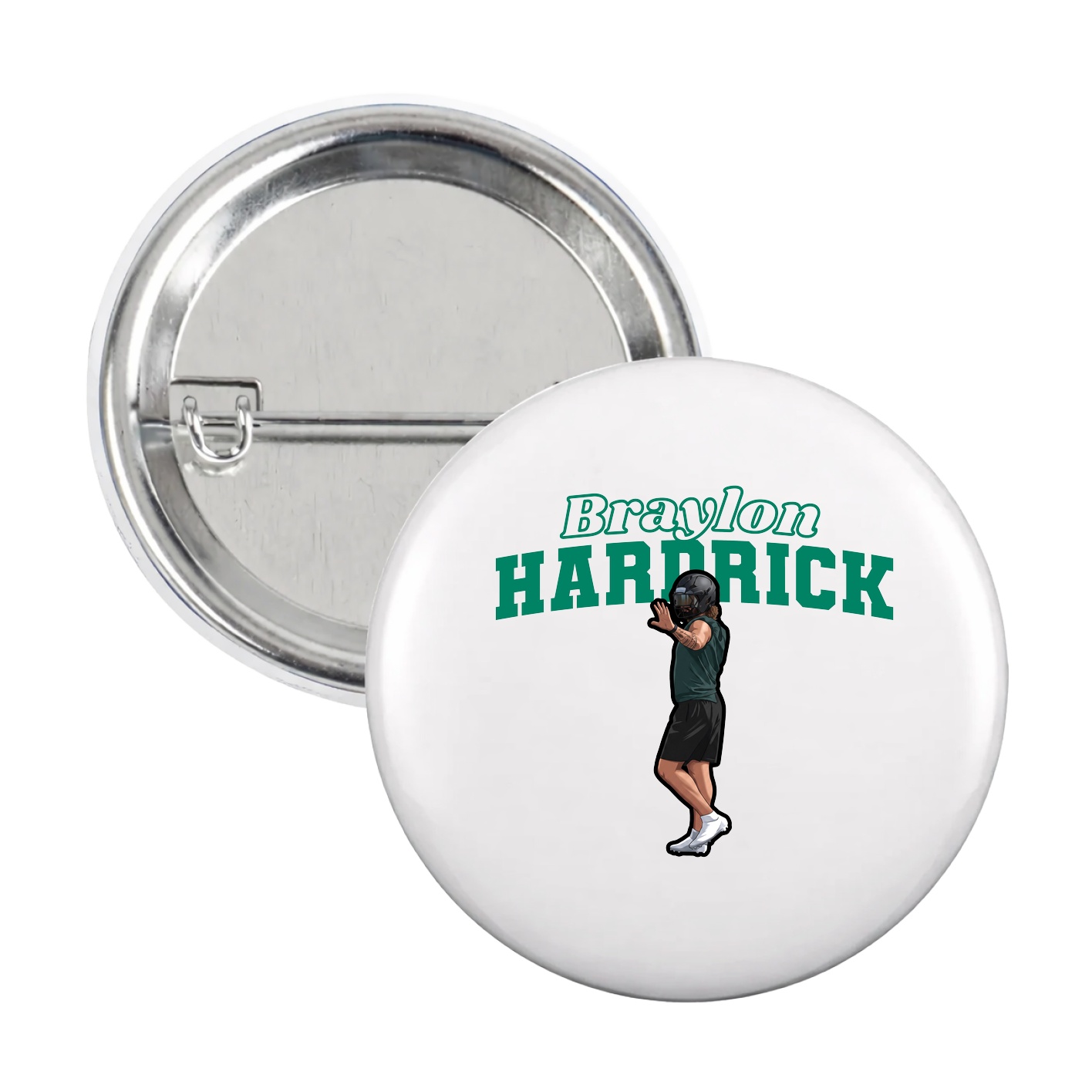Game Day Button — Name Arch in White