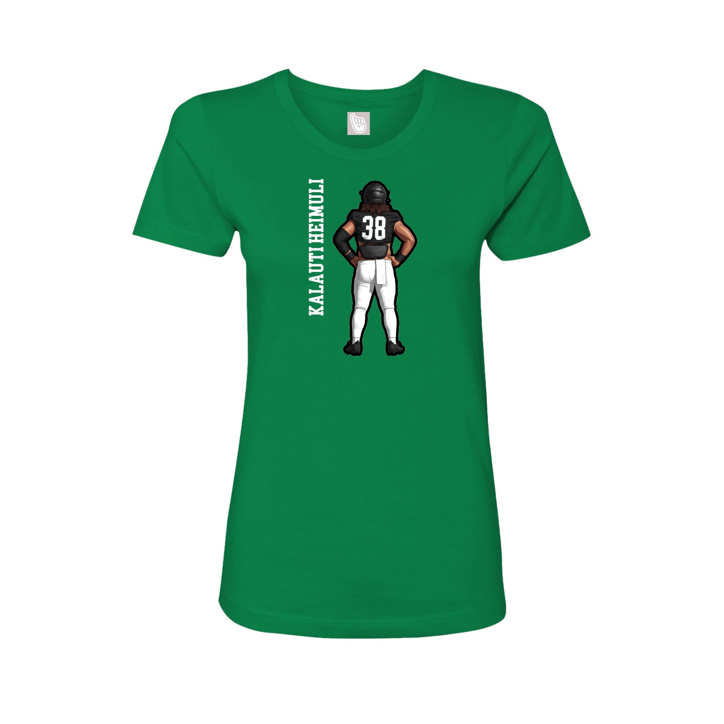 Fitted Women's Tee — Name Vertical in Green