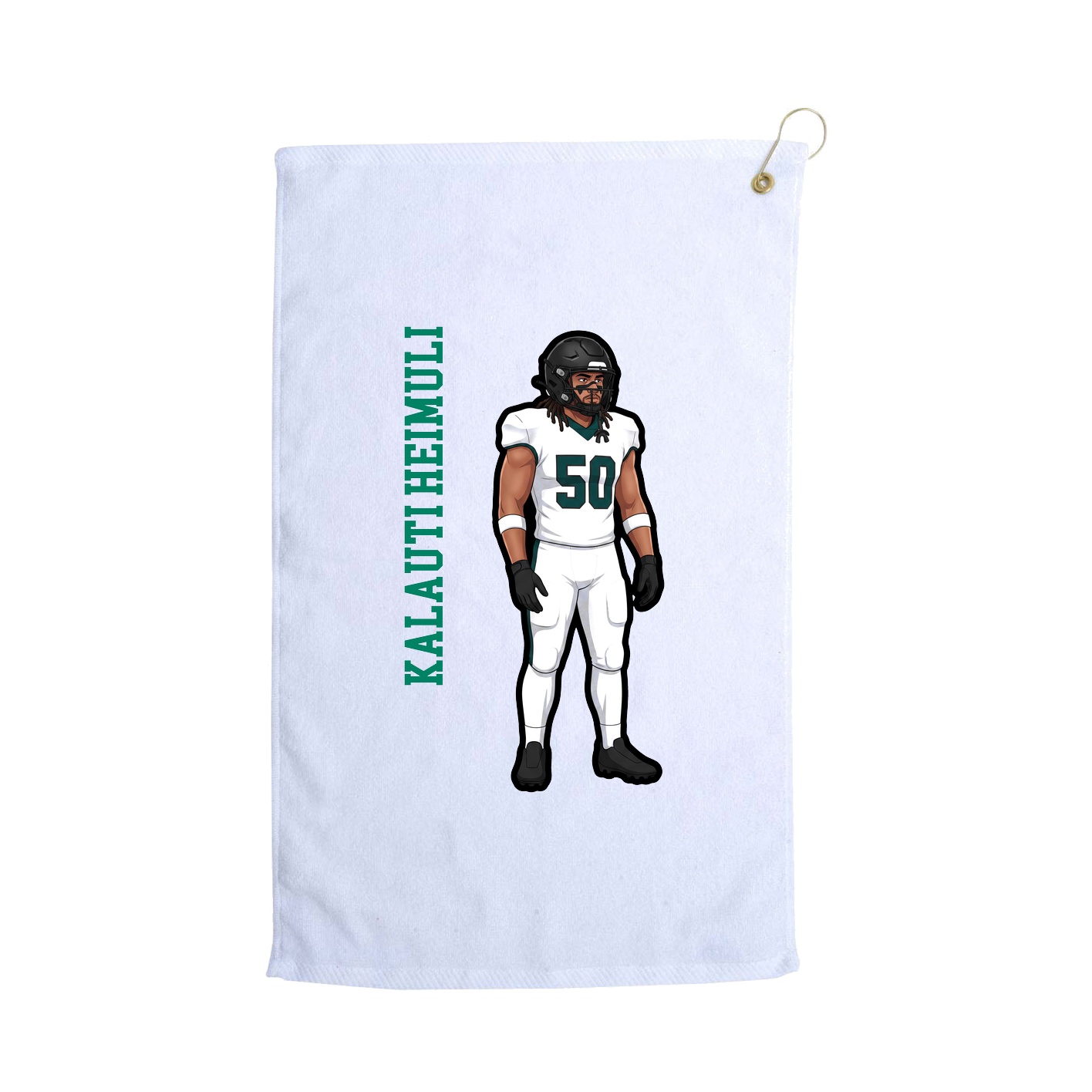 Golf Towel — Name Vertical in White