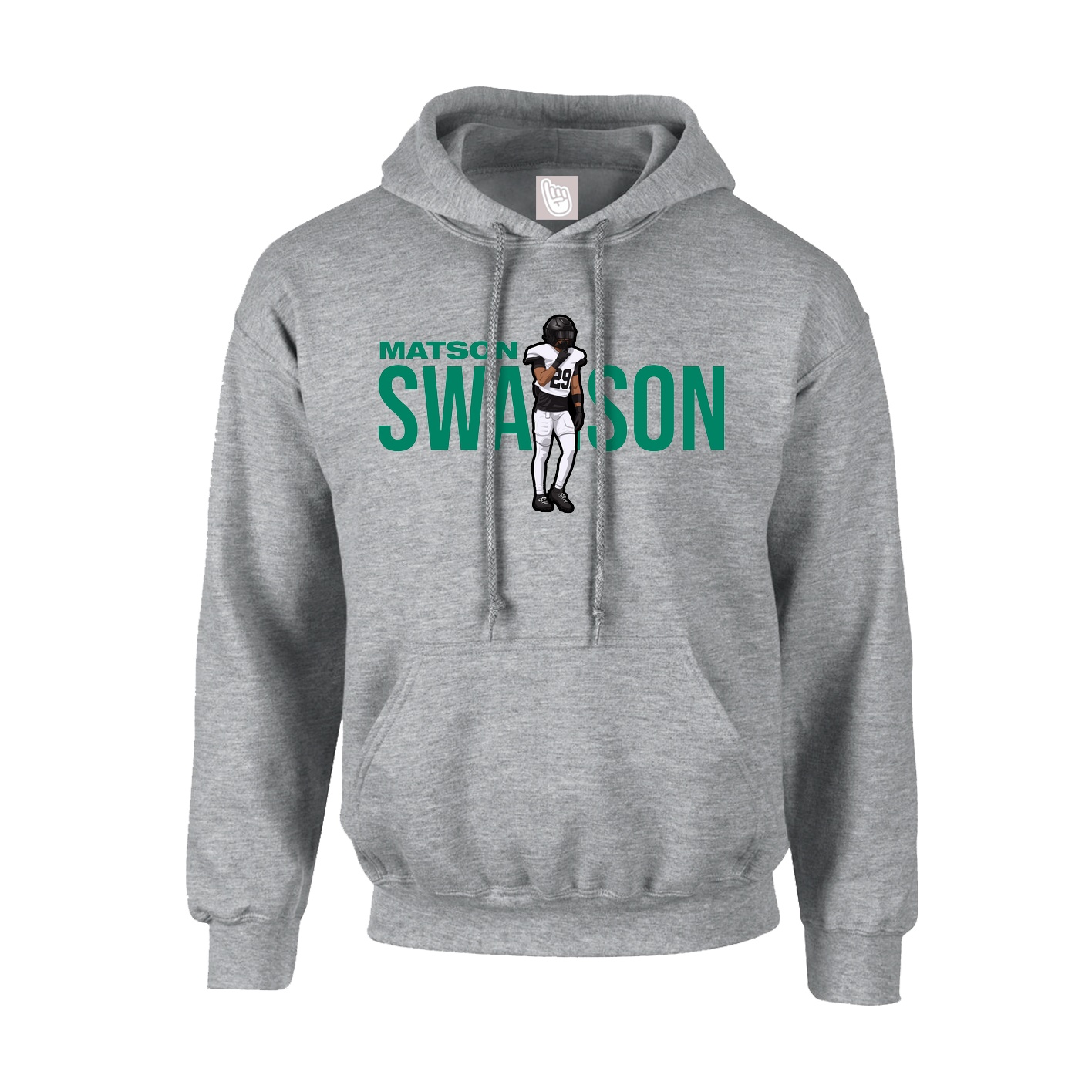 Youth Hoodie — Player Name in Grey