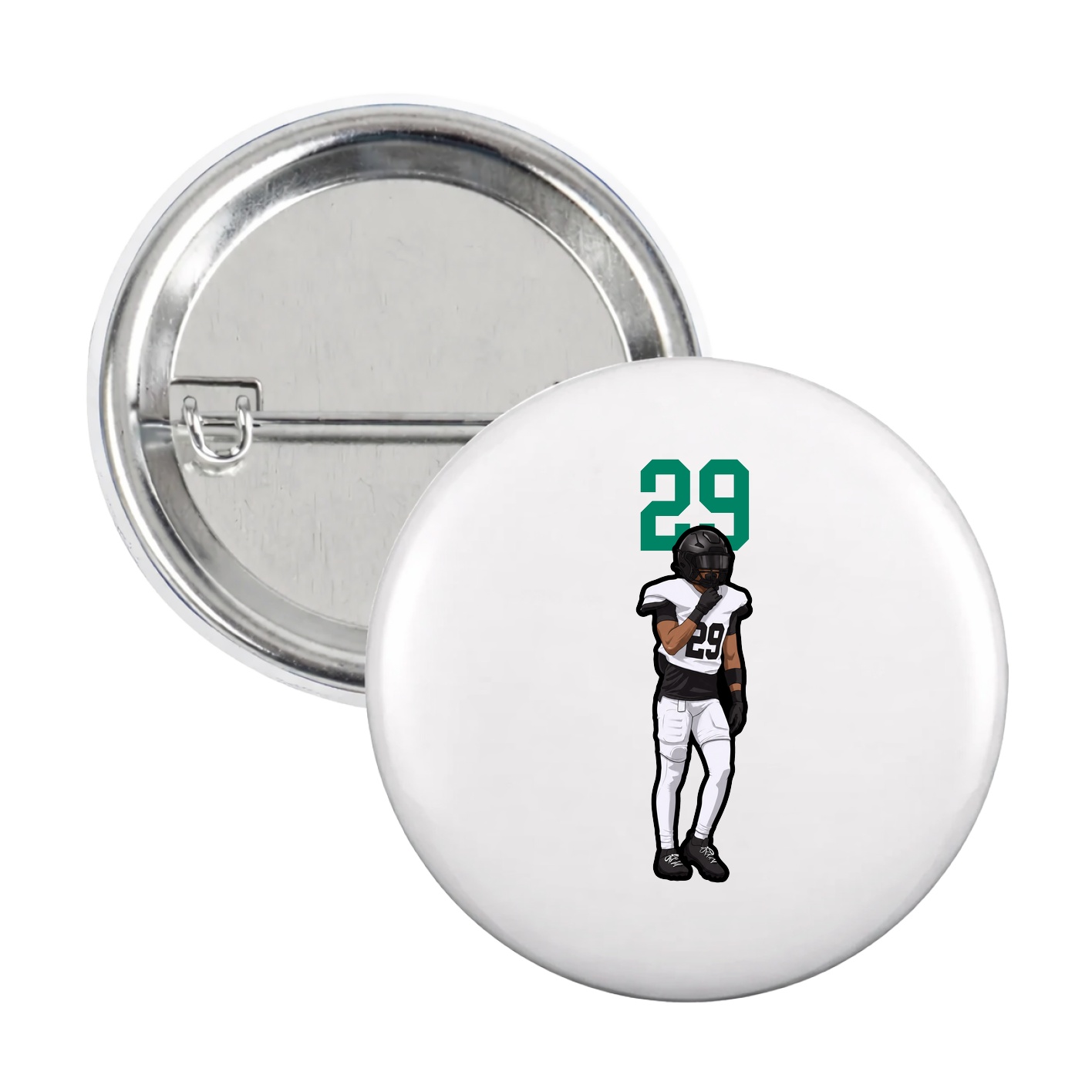 Game Day Button — Number Top in White