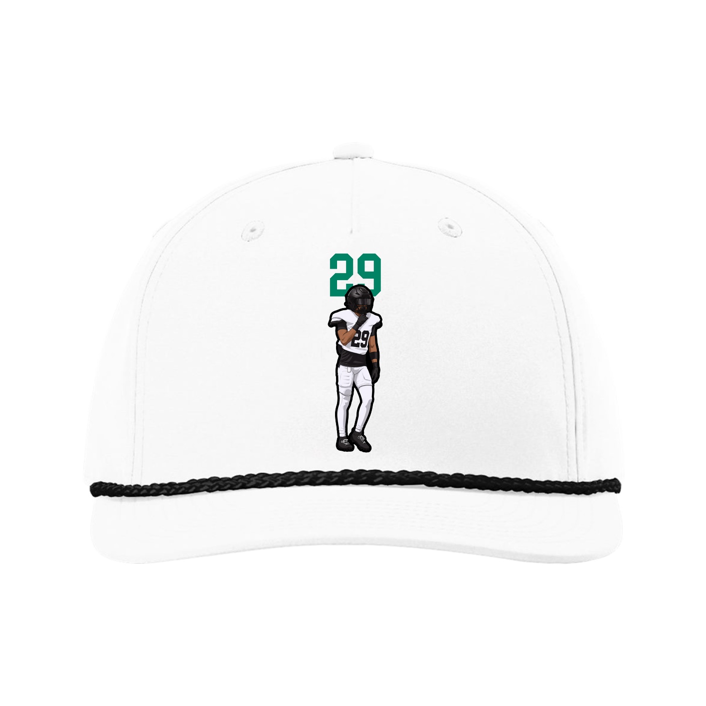 Five-Panel Classic Rope Cap — Number Top in White