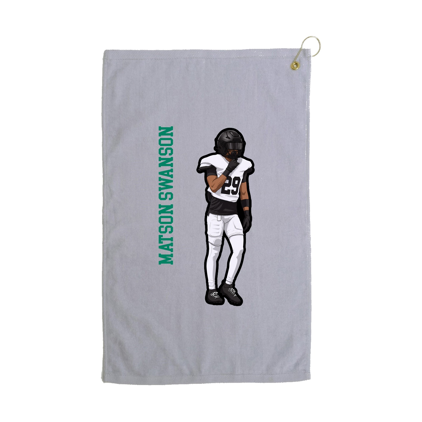 Golf Towel — Name Vertical in Grey