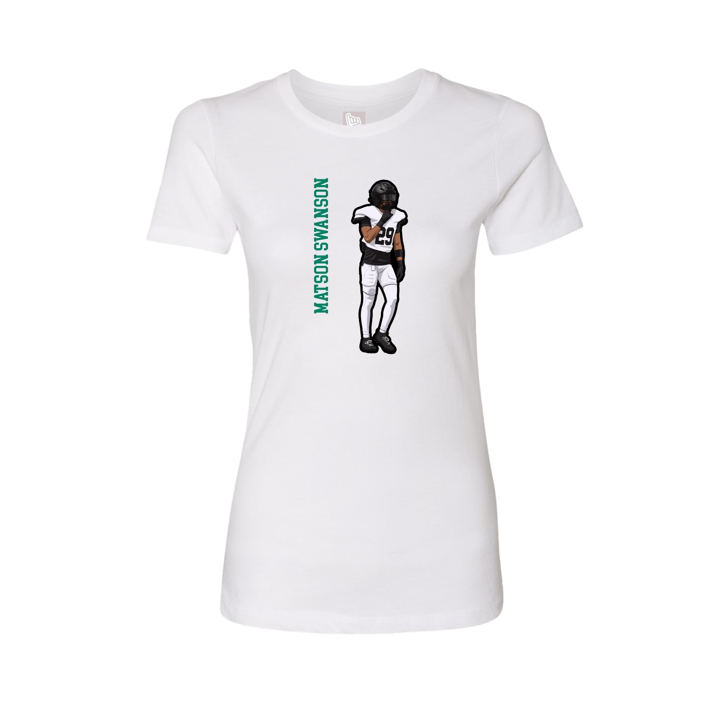 Fitted Women's Tee — Name Vertical in White