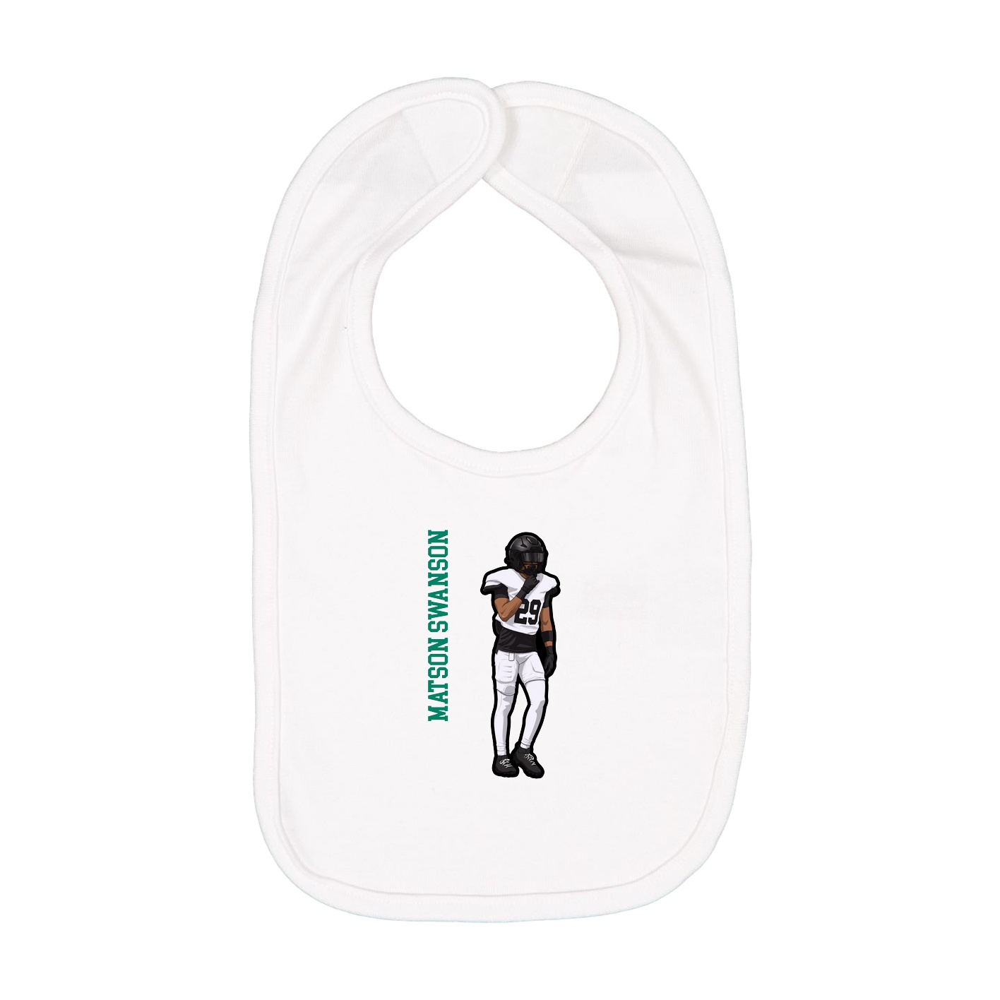 Infant Bib — Name Vertical in White