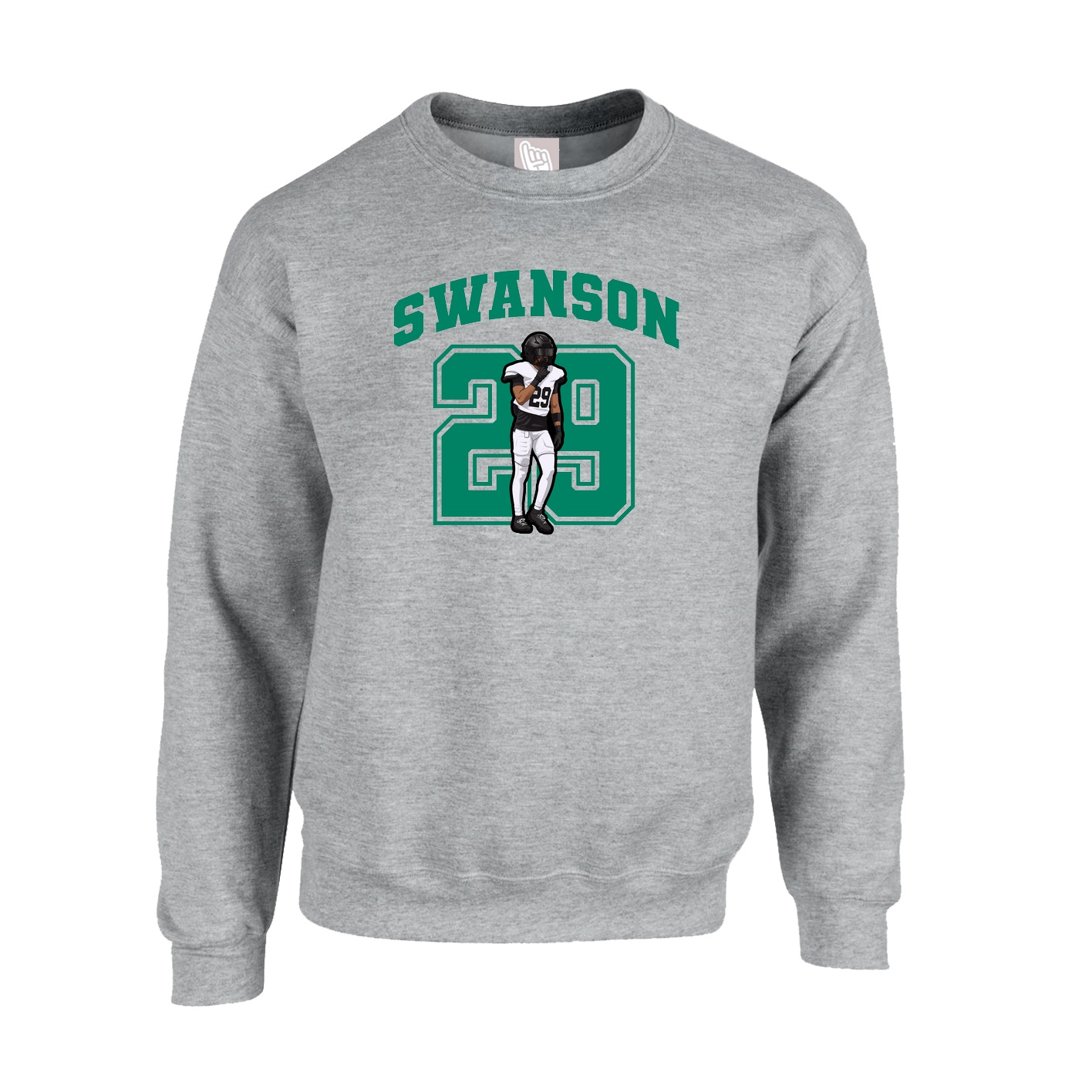 Fleece Crew — Number in Grey