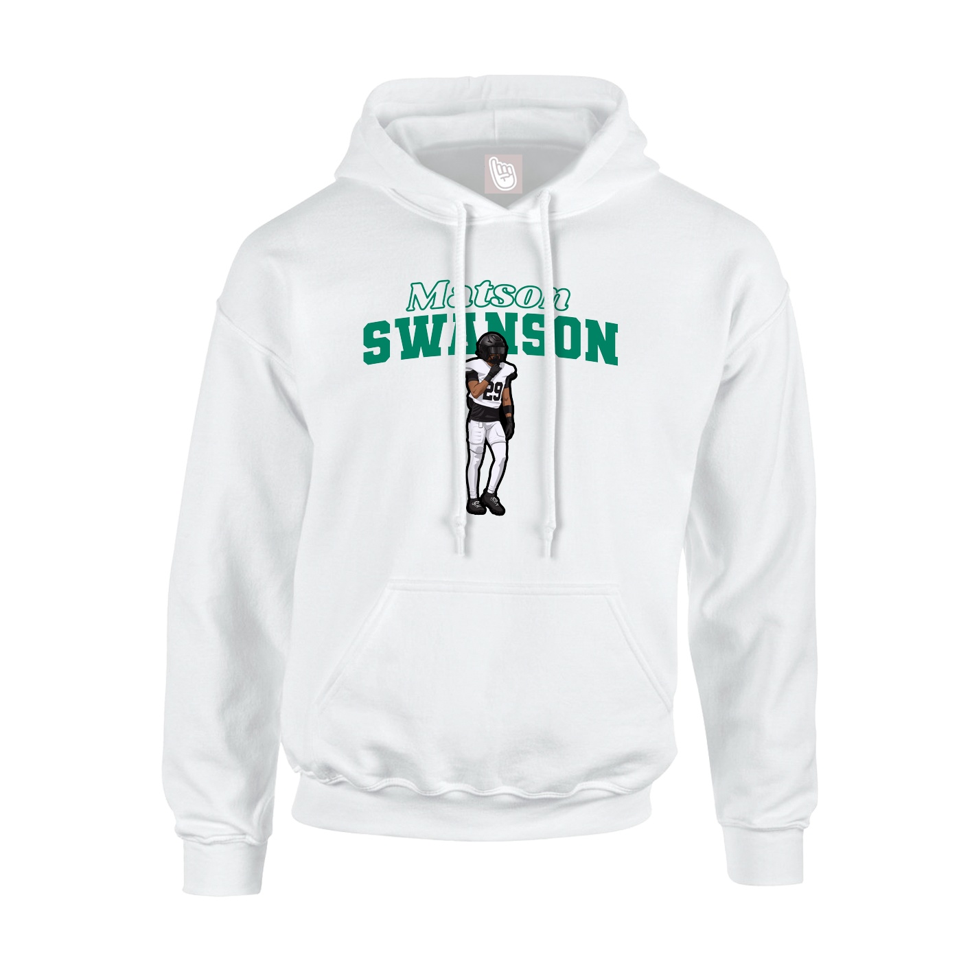 Youth Hoodie — Name Arch in White
